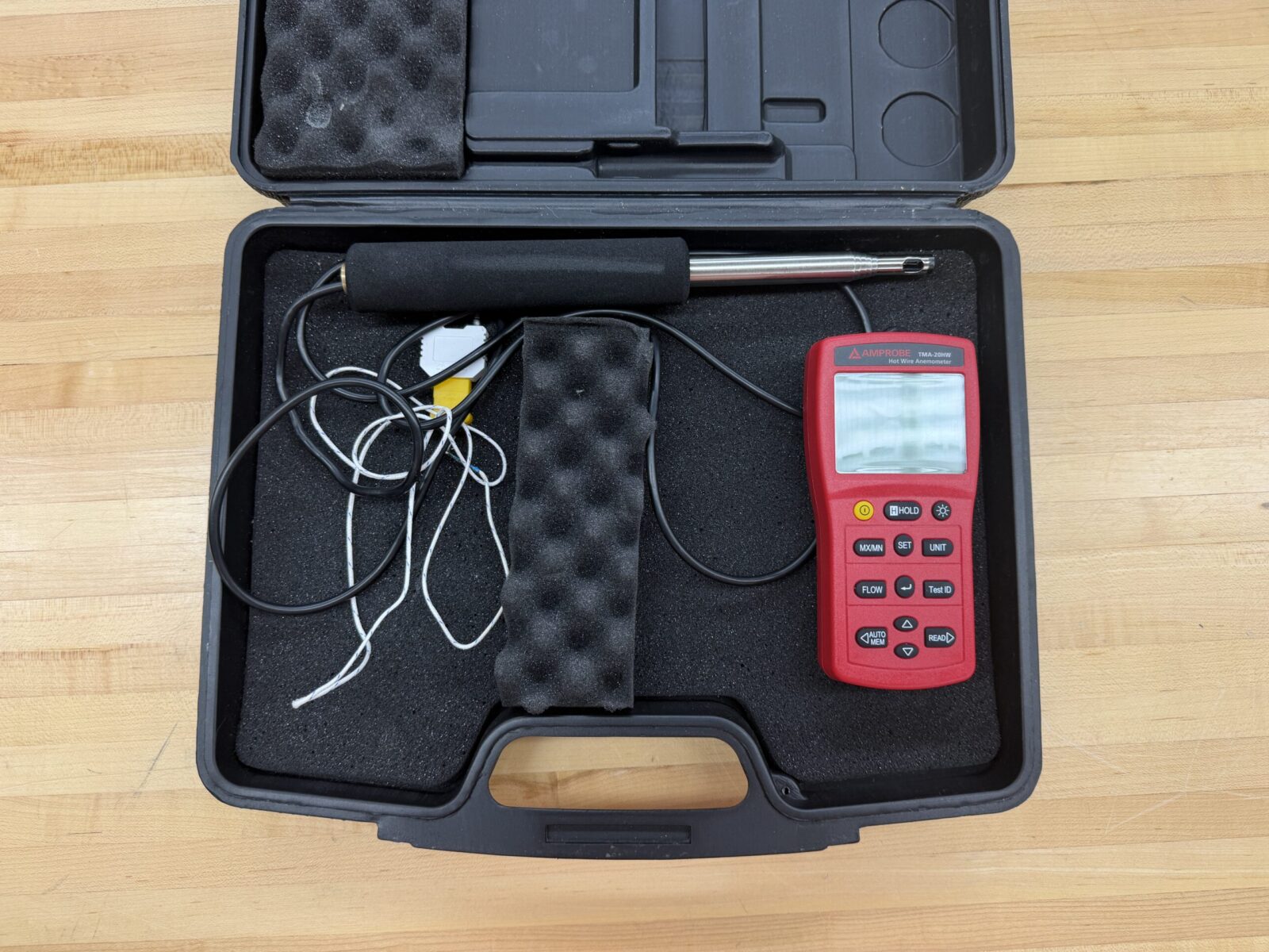 Hot Wire Anemometer: We have a hot wire anemometer that can be used to measure the velocity of a fluid. Ask a TA for help accessing the drawer it is stored in within 2109.