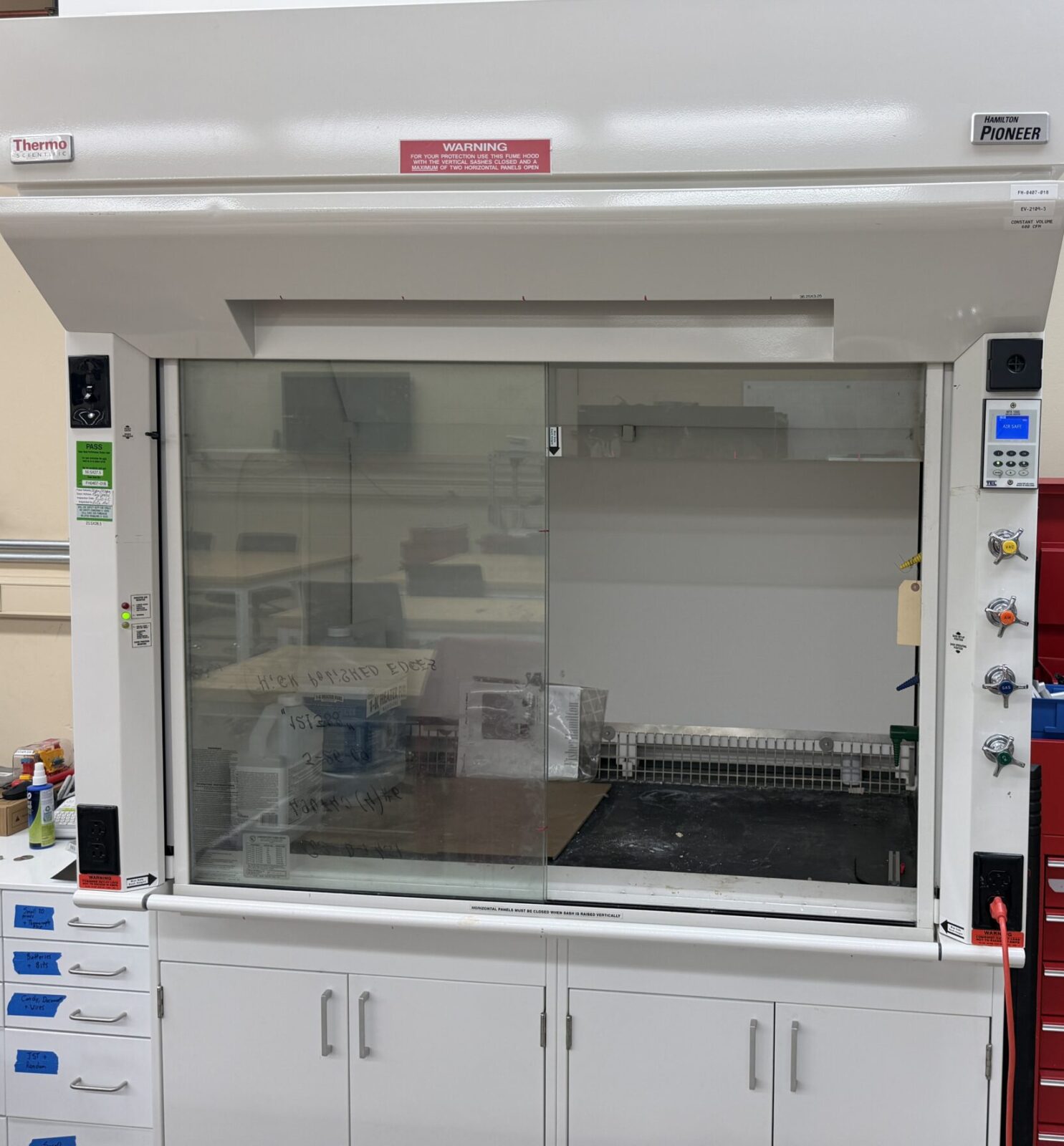 Fume Hood: In the back of 2109 there is a fume hood that can be used when dealing with dangerous or unpleasant fumes.